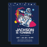 Dabbing Astronaut Outer Space Rocket Kids Birthday Invitation<br><div class="desc">Cute design for kids,  boys or girls who love astronaut,  outer space,  rocket,  universe,  planets,  stars and galaxy. Perfect for space theme birthday party. You can customize the wording to fit other occasions.</div>