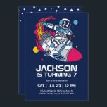 Dabbing Astronaut Outer Space Rocket Kids Birthday Invitation<br><div class="desc">Cute design for kids,  boys or girls who love astronaut,  outer space,  rocket,  universe,  planets,  stars and galaxy. Perfect for space theme birthday party. You can customize the wording to fit other occasions.</div>