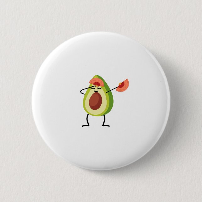 Dabbing Avocado Chinese Dance-design 2 Inch Round Button (Front)