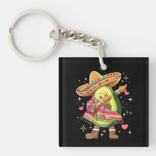 Dabbing Avocado Cinco De Mayo Funny Mexican Poncho Keychain
