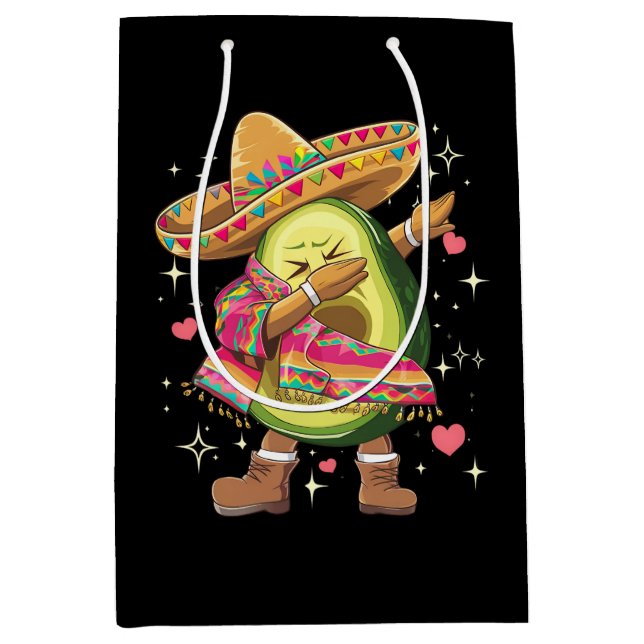 Dabbing Avocado Cinco De Mayo Funny Mexican Poncho Medium Gift Bag (Front)