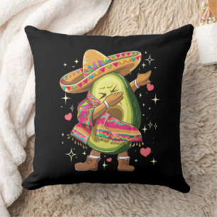 Dabbing Avocado Cinco De Mayo Funny Mexican Poncho Throw Pillow