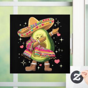 Dabbing Avocado Cinco De Mayo Funny Mexican Poncho Window Cling
