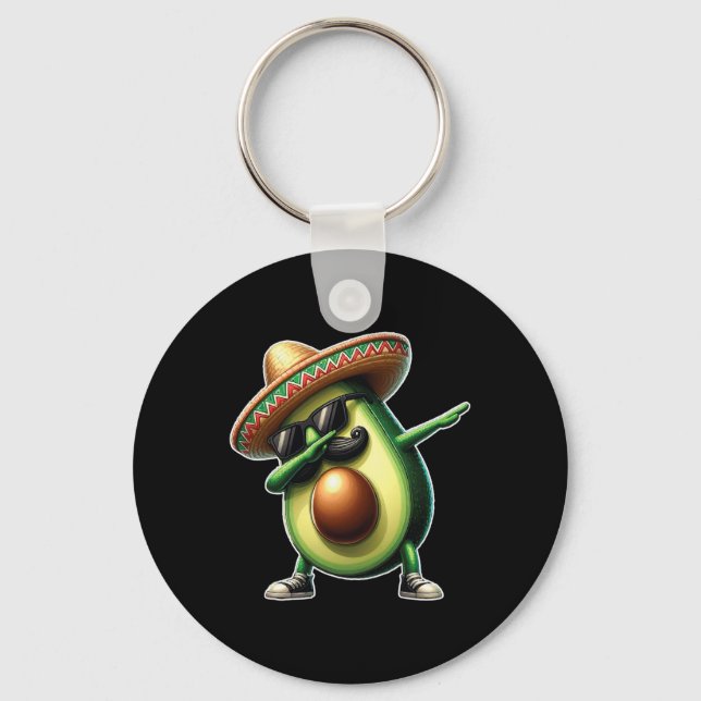 Dabbing Avocado Funny Vegan Food Lover Cinco De Ma Keychain (Front)