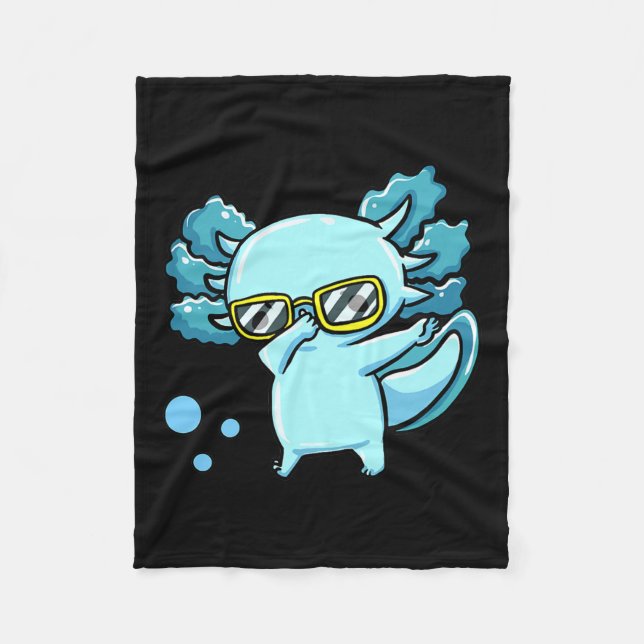 Dabbing Axolotl Kids Boy Toddler Cute Axolotl Fleece Blanket (Front)