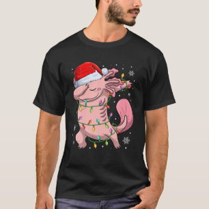 Dabbing Axolotl Santa Hat Xmas Lights Christmas Pa T-Shirt