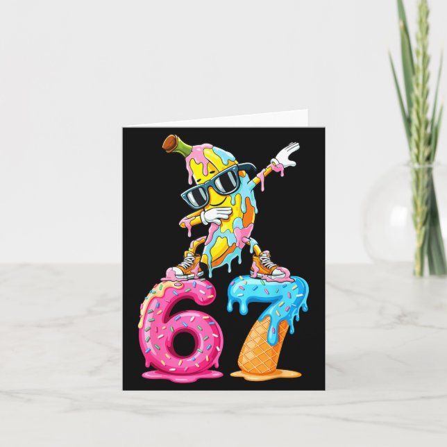 Dabbing Banana 67 Ice Cream Drip Funny Six Seven M Card (Front)