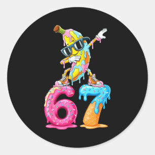 Dabbing Banana 67 Ice Cream Drip Funny Six Seven M Classic Round Sticker