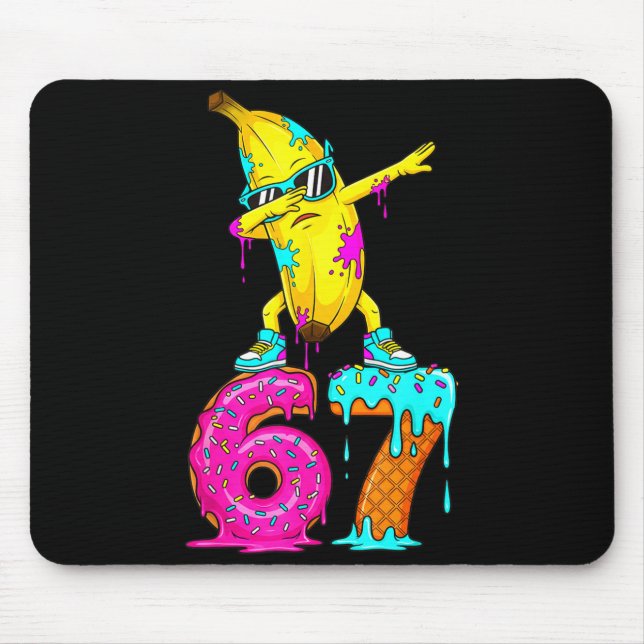 Dabbing Banana 67 Ice Cream Drip Funny Six Seven M Mouse Pad (Front)