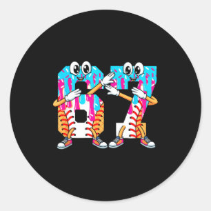 Dabbing Baseball Ice Cream Drip Number 67 Birthday Classic Round Sticker