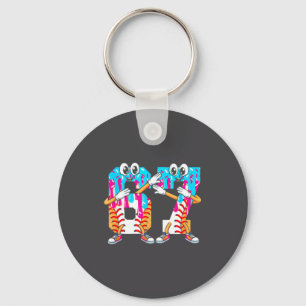 Dabbing Baseball Ice Cream Drip Number 67 Birthday Keychain