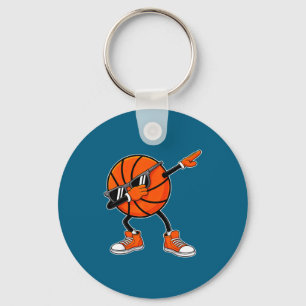 Dabbing basketball ball with sunglasses funny game keychain