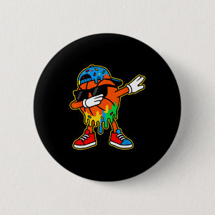 Dabbing Basketball Ice Cream Drip Boys Basketball 2 Inch Round Button