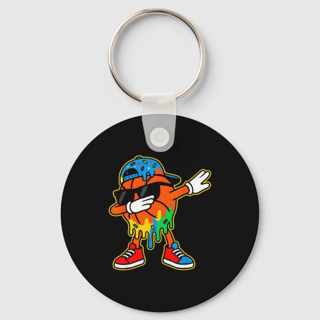 Dabbing Basketball Ice Cream Drip Boys Basketball  Keychain (Front)