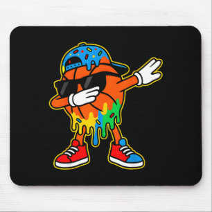 Dabbing Basketball Ice Cream Drip Boys Basketball Mouse Pad