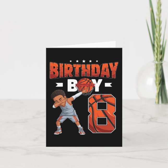 Dabbing Basketball player 8 Years Old Boy 8th Birt Card (Front)