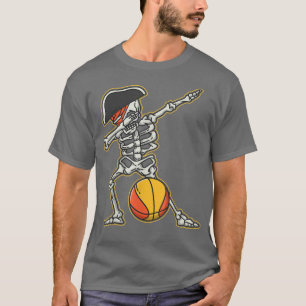 Dabbing Basketball Skeleton Pirate Cool Halloween  T-Shirt