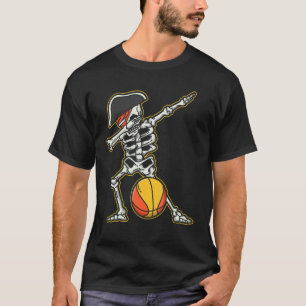 Dabbing Basketball Skeleton Pirate Cool Halloween T-Shirt