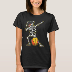 Dabbing Basketball Skeleton Pirate Cool Halloween T-Shirt
