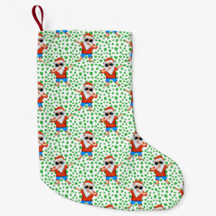 Dabbing Beach Santa Claus in a Aloha Shirt Tropica Small Christmas Stocking