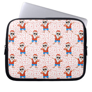 Dabbing Beach Santa Claus in a Aloha Shirt With Re Laptop Sleeve