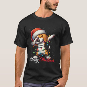 Dabbing Beagle Dog Merry Christmas Lights Santa Ha T-Shirt