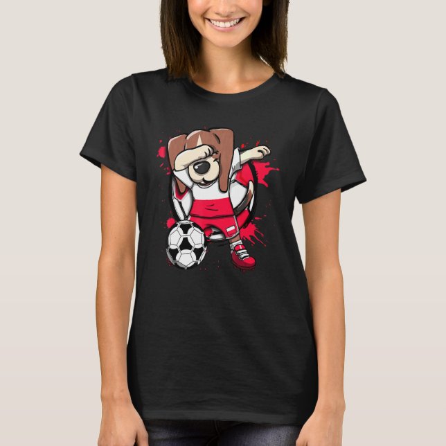 Dabbing Beagle Dog Poland Soccer Fans Jersey Footb T-Shirt (Front)