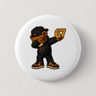 Dabbing Bear 67 Meme Funny Brainrot Hip Hop Kids B 2 Inch Round Button