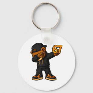 Dabbing Bear 67 Meme Funny Brainrot Hip Hop Kids B Keychain