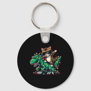 Dabbing Bengal Cat On Xmas Lights Dinosaur T Rex K Keychain