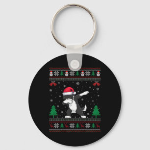 Dabbing Bernedoodle Dog Santa Hat Boys Girls Kids  Keychain