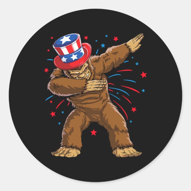 Dabbing Bigfoot 4th Of July Shirts Sasquatch Ameri Classic Round Sticker (Front)