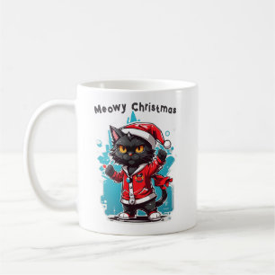 Dabbing Black Cat: Meowy Christmas Festivities Coffee Mug