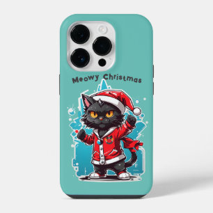 Dabbing Black Cat: Meowy Christmas Festivities iPhone 14 Pro Case