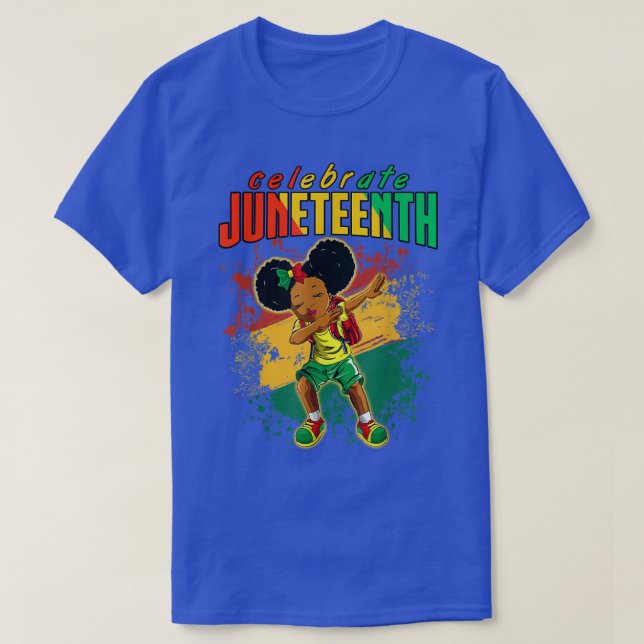 Dabbing Black Girl Juneteenth Celebrating 1865  T-Shirt (Design Front)