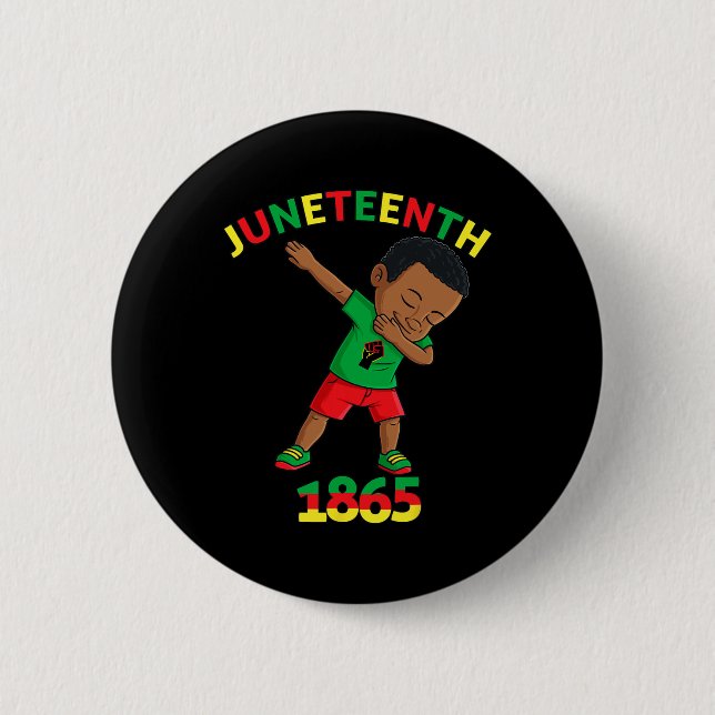 Dabbing Black King Juneteenth Melanin Brown Skin B 2 Inch Round Button (Front)