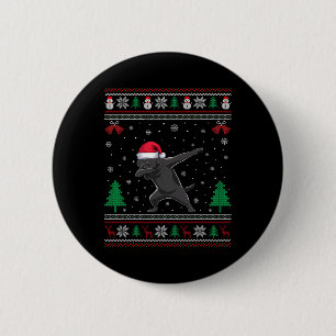 Dabbing Black Labrador Dog Santa Hat Boys Girls Ch 2 Inch Round Button