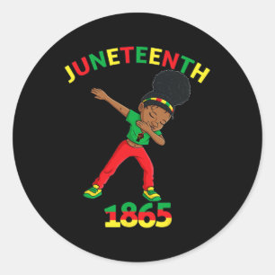 Dabbing Black Princess Juneteenth 1865 Brown Skin Classic Round Sticker