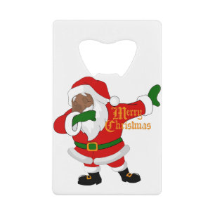 dabbing black santa claus credit card bottle opener