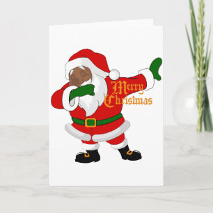 dabbing black santa claus holiday card