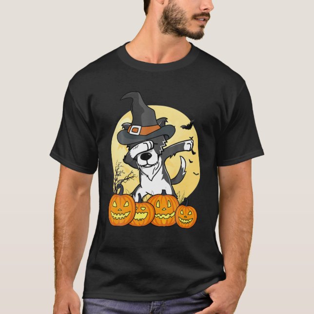 Dabbing Border Collie Dab Dance Funny Dog Hallowee T-Shirt (Front)