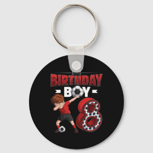 Dabbing Boy 8 Year Old Soccer Player 8th Birthday Keychain