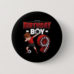 Dabbing Boy 9 Year Old Soccer Player 9th Birthday  2 Inch Round Button