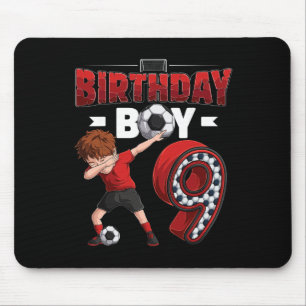 Dabbing Boy 9 Year Old Soccer Player 9th Birthday Mouse Pad