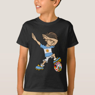 Dabbing Boy Argentina Soccer Jersey National Flag  T-Shirt