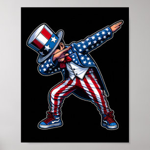Dabbing Boy Funny 4th Of July Patriotic Design Poster