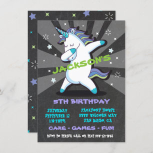 Dabbing Boy Unicorn Anniversaire Fête Invitation