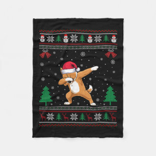 Dabbing Briard Dog Santa Hat Boys Girls Kids Chris Fleece Blanket