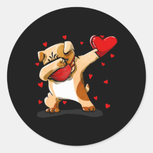 Dabbing Bulldog Face Mask Dab Dance Valentine Gift Classic Round Sticker