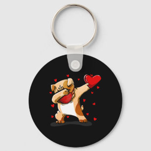 Dabbing Bulldog Face Mask Dab Dance Valentine Gift Keychain